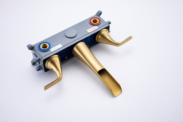 Wall Mounted Bathroom Sink Faucet with Double Lever Handles Vessel Lavatory Basin Mixer Tap,Rough-in Valve