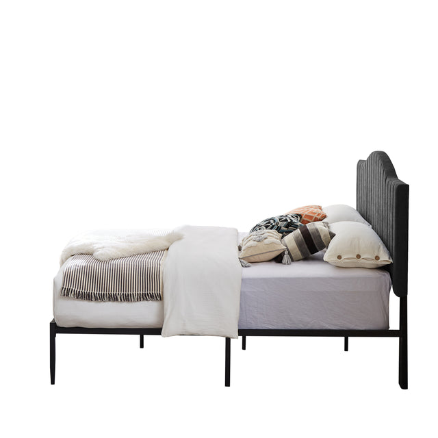 B111 Full bed Beautiful line stripe cushion headboard  Strong iron frame with high temperature paint