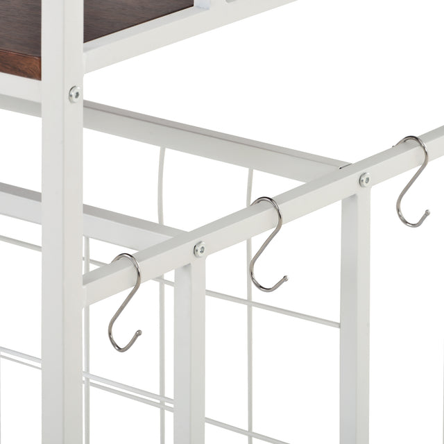 TOPMAX Updated Industrial Modern 5-Tier Baker Rack, Freestanding Bar Wine Rack Table with Glass& Cup Holders&Hooks,  Dark Brown