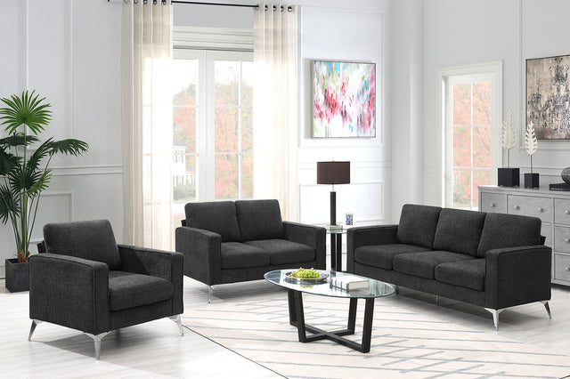 [VIDEO provided] [New]Modern 3-Piece Sofa Sets with Sturdy Metal Legs,Linen Upholstered Couches Sets Including 3-Seat Sofa, Loveseat and Single Chair for Living Room Furniture Set (1+2+3 Seat)