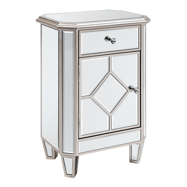 Champagne color mirror single pull single door small side cabinet, multi -function bedside cabinet