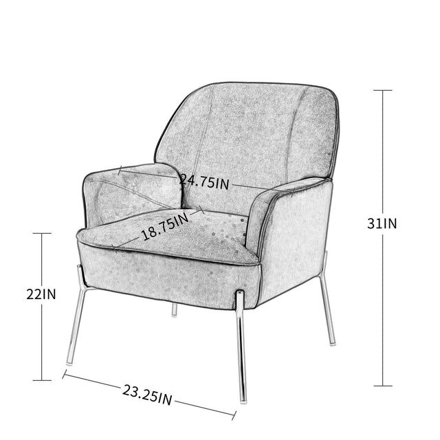 Velvet Accent Upholstered Chair, Living Room Chair, Modern Reception Arm Chair with Golden Legs for Bedroom Reading Room