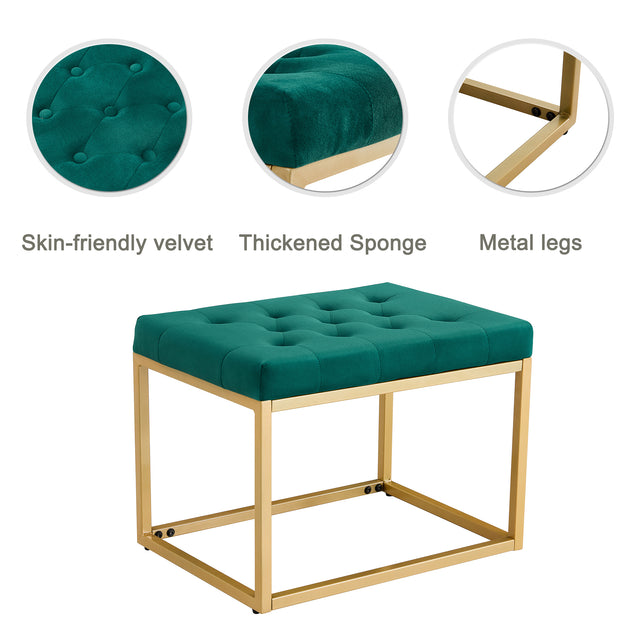 Velvet Shoe Changing Stool,Dark Green Footstool, Square Vanity Chair, Sofa stool,Makup Stool .Vanity Seat ,Rest stool. Piano Bench .Suitable for Clothes Shop,Living room, porch, fitting room Bedroom