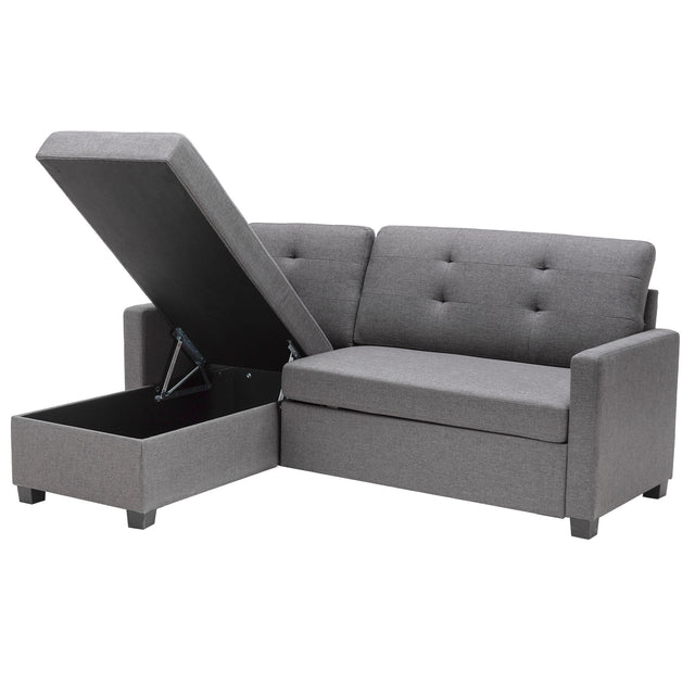 78.3" Convertible Sleeper Sofa Bed,Linen Pull Out Couch with Storage Chaise,Sleeper Counch with Memory Foam Mattress for  Small Space Living Room Bedroom Office,Gray