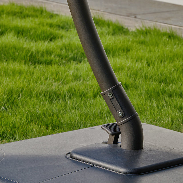 LAUSAINT HOME 10FT Deluxe Patio Umbrella with Base,Outdoor Large Hanging Cantilever Curvy Umbrella with 360° Rotation for Pool,Garden,Deck, Lawn(10FT-CHAMPAGNE)