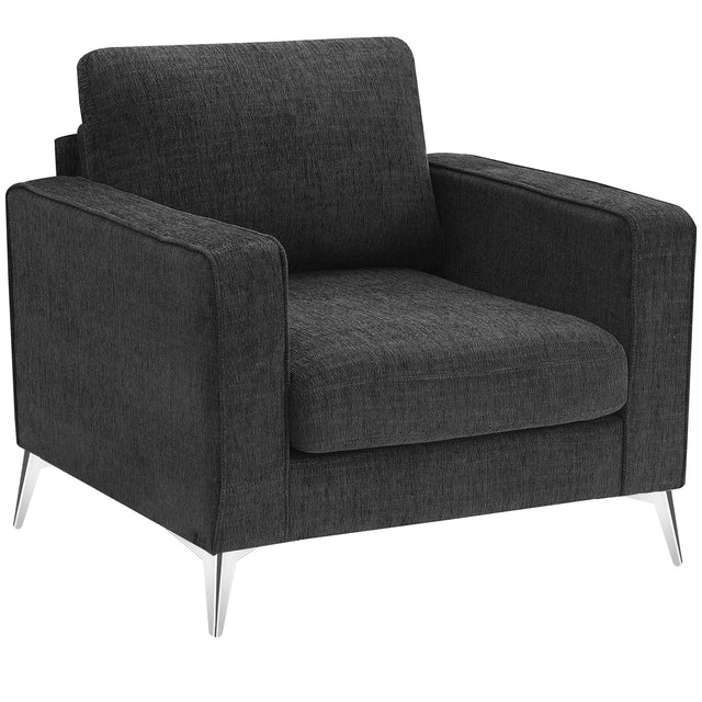 [VIDEO provided] [New]Modern 3-Piece Sofa Sets with Sturdy Metal Legs,Linen Upholstered Couches Sets Including 3-Seat Sofa, Loveseat and Single Chair for Living Room Furniture Set (1+2+3 Seat)