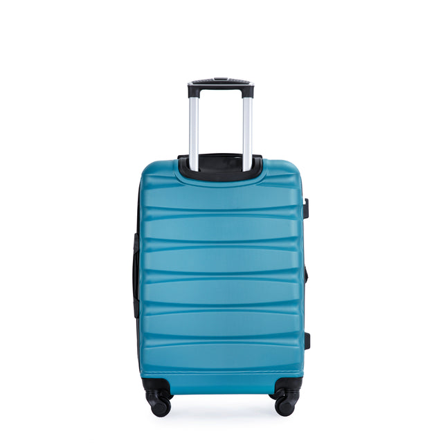 Expandable 3 Piece Luggage Sets ABS Lightweight Suitcase with Two Hooks, Spinner Wheels, TSA Lock, (20/24/28) Cyan