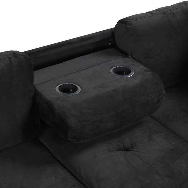 104.5" Reversible Sectional Sofa Space Saving with Storage Ottoman Rivet Ornament L-shape Couch for Small or Large Space Dorm Apartment,Black(旧SG000406AAA)