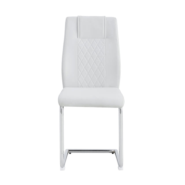 Modern Dining Chairs with Faux Leather Padded Seat Dining Living Room Chairs Upholstered Chair with Metal Legs Design for Kitchen, Living, Bedroom, Dining Room Side Chairs Set of 6 (White+PU Leather)