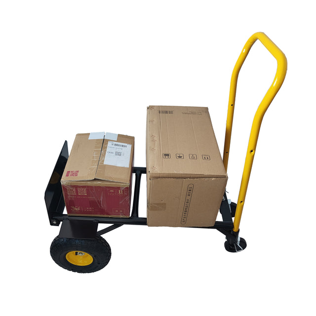 HT1002BK-YL   Hand Truck Dual Purpose 2 Wheel Dolly Cart and 4 Wheel Push Cart with Swivel Wheels 330 Lbs Capacity Heavy Duty Platform Cart for Moving/Warehouse/Garden/Grocery