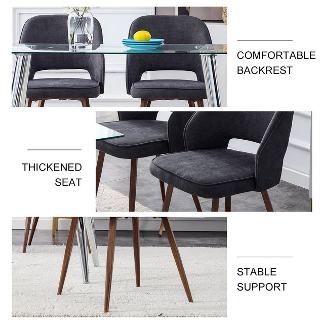 Modern Dining Chairs, Velvet Accent Chair, Living Room Leisure Chairs, Upholstered Side Chair with Metal Legs for Dining Room Kitchen Vanity Patio Club Guest (Set of 2) （ Dark Grey Office Chair）