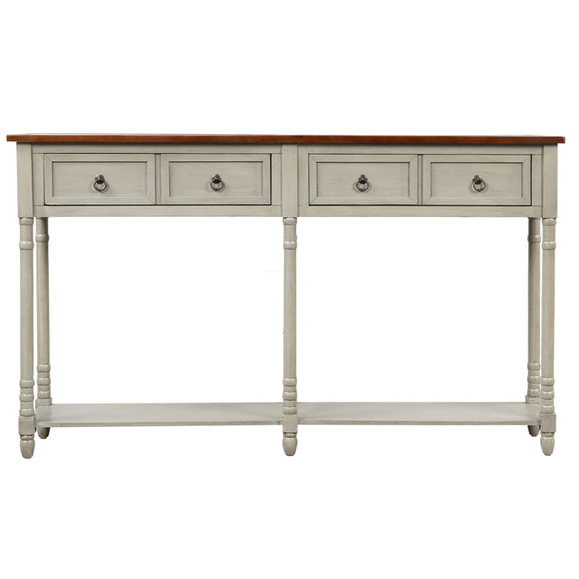 TREXM Console Table Sofa Table with Storage for Entryway with Drawers and Shelf (Antique Grey)