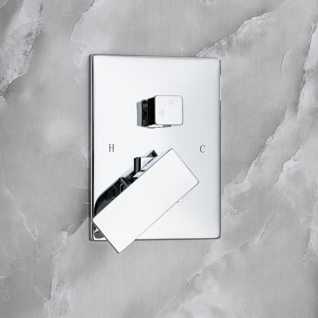 Rainfall 10 inch Shower System Bathroom Luxury Rain Mixer Silver Shower Combo Set Wall Mounted Shower Head Systems with High Pressure Head Hand Held Square Shower Head Polished Chrome Rough-in Valve