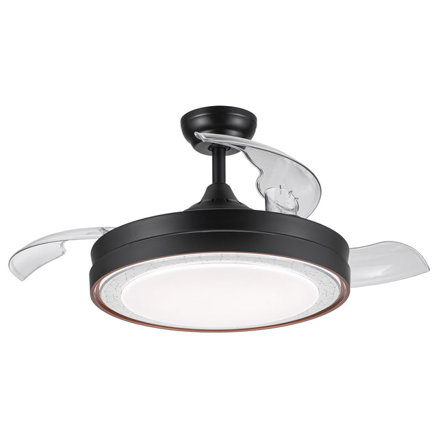 42 In. Intergrated LED Retractable Ceiling Fan with Black Shade Frame