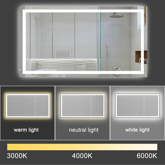 LED Bathroom Mirror 60x 36  Inch with lights, anti-Fog & Dimming Led Bathroom Vanity Mirror
