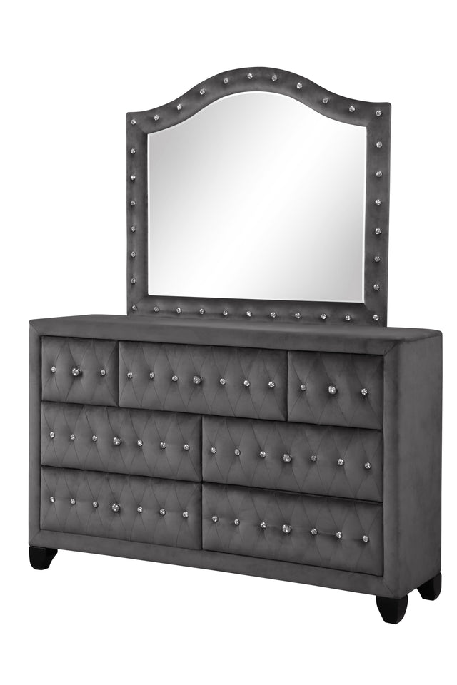 Sophia King 5 Pc Upholstery Bedroom Set Made With Wood in Gray