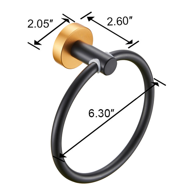 Bathroom Hardware Set, Thicken Space Aluminum 3 PCS Towel bar Set- Black Gold 16-27 Inches Adjustable Bathroom Accessories Set