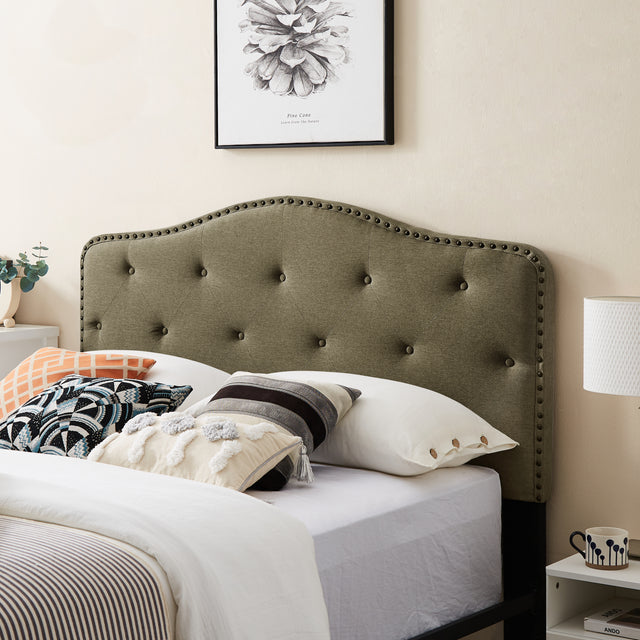 B113 Full bed, Beautiful headboard with buttons  Strong iron frame with high temperature paint