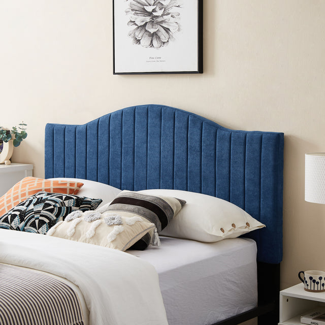 B111 Queen bed Beautiful line stripe cushion headboard  Strong iron frame with high temperature paint