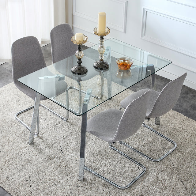 Dining Chairs Set of 4,Spoon shape Modern Style Dining Kitchen Room Upholstered Side Chairs， Accent Chairs with Soft Linen Fabric Cover Cushion Seat and plating Metal Legs Light Grey office chair