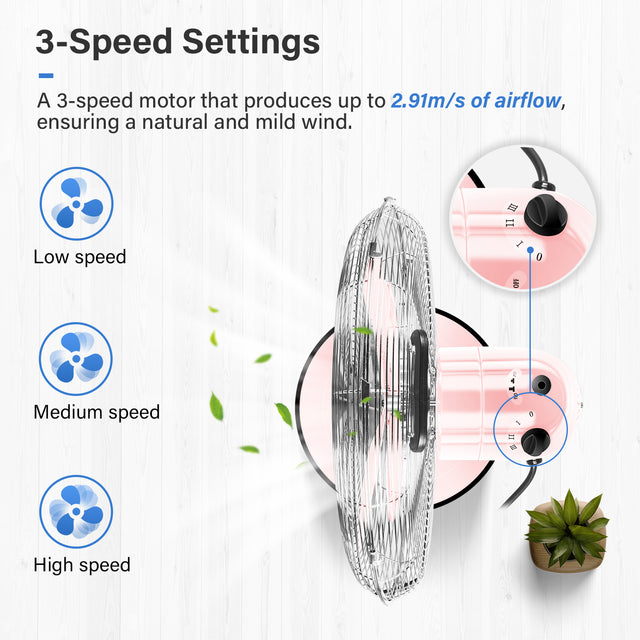 16 Inch High Velocity Stand Fan, Adjustable Heights, 75°Oscillating, Low Noise, Quality Made Fan with 3 Settings Speeds, Heavy Duty Metal for Industrial, Commercial, Residential, Color: Pink