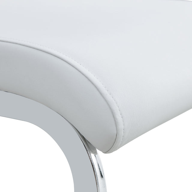 Modern Dining Plating leg Dining chair Chair, PU  Leather High Back Cushion Side  Chair with Vertical stripe backrest pattern for Dining Room Kitchen Vanity Patio Office Chair (Set of 4) (White+PU)