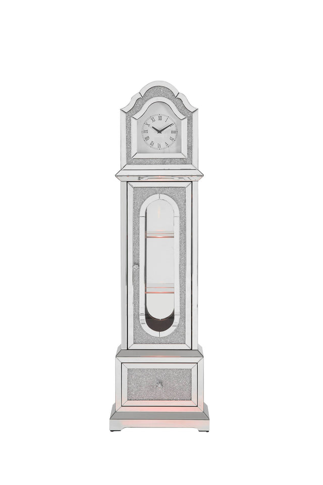 ACME Noralie GRANDFATHER CLOCK W/LED Mirrored & Faux Diamonds AC00347