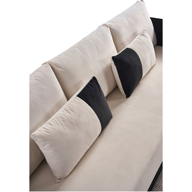 Velvet Sofa BEIGE & BLACK Color