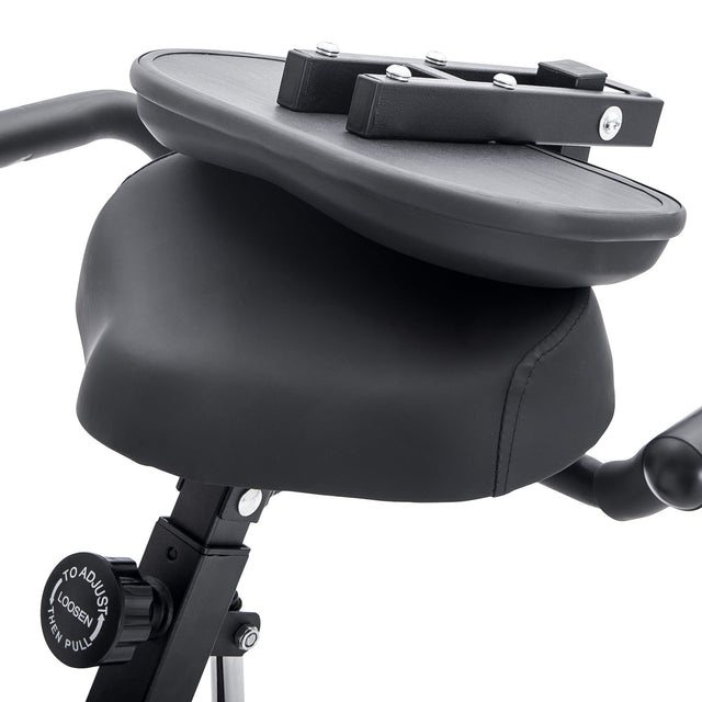 Folding Exercise Bike, Fitness Upright and Recumbent X-Bike with 10-Level Adjustable Resistance, Arm Bands and Backrest