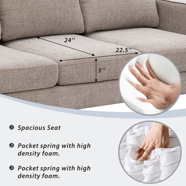 [VIDEO provided] [New]Modern 3-Piece Sofa Sets with Sturdy Metal Legs,Chenille Upholstered Couches Sets Including 3-Seat Sofa, Loveseat and Single Chair for Living Room Furniture Set (1+2+3 Seat)