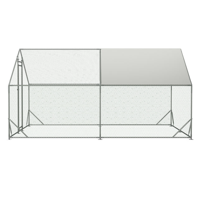 Large Metal Chicken Coop, Walk-in Chicken Run,Galvanized Wire Poultry Chicken Hen Pen Cage, Rabbits Duck Cages with Waterproof and Anti-Ultraviolet Cover for Outside(10' L x 13 W x 6.56' H)