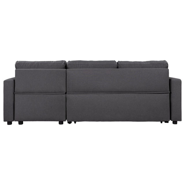U_STYLE Upholstery  Sleeper Sectional Sofa Grey with Storage Space, 2 Tossing Cushions