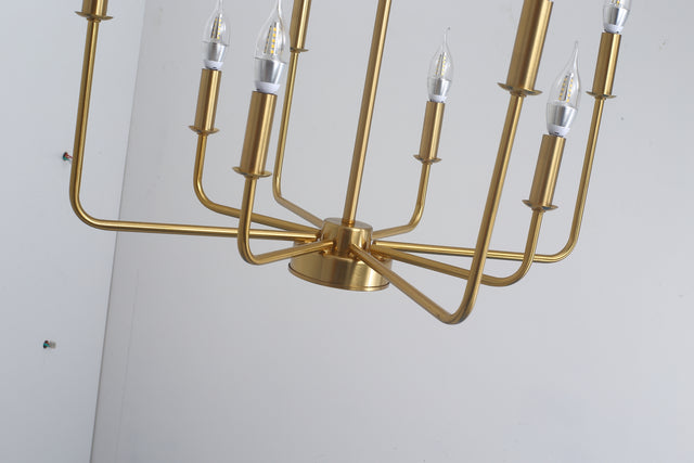 Modern American candle-shaped golden iron chandelier -8 bulbs -E12 lamp holder