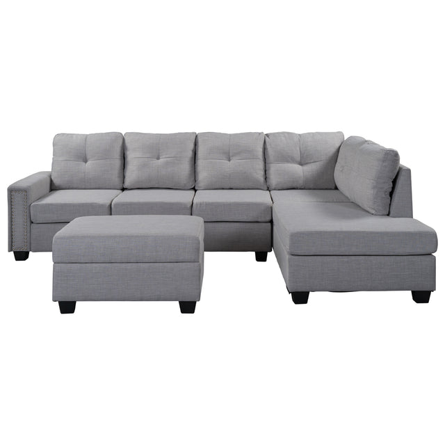 Orisfur. Reversible Sectional Sofa Space Saving with Storage Ottoman Rivet Ornament L-shape Couch for Large Space Dorm Apartment