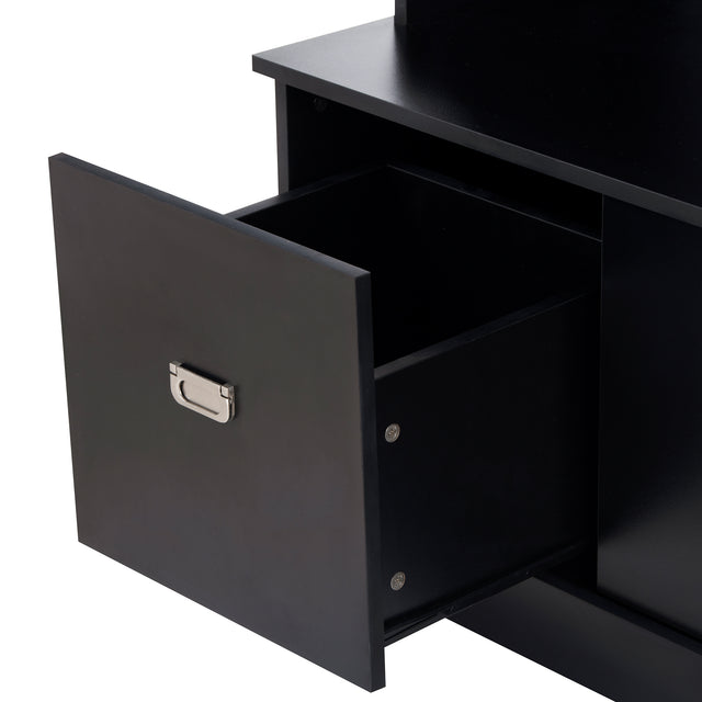 ON-TREND Hall Tree with 4 Hooks and 3 Large Drawers, Coat Hanger, Entryway Bench, Storage Bench, 3-in-1 Design, for Entrance, Hallway (Black)