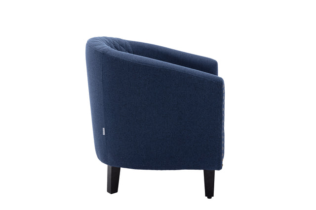 COOLMORE accent Barrel chair living room chair with nailheads and solid wood legs  Black  Navy  Linen