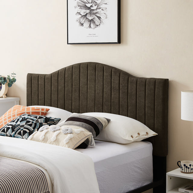 B111 Full bed Beautiful line stripe cushion headboard  Strong iron frame with high temperature paint