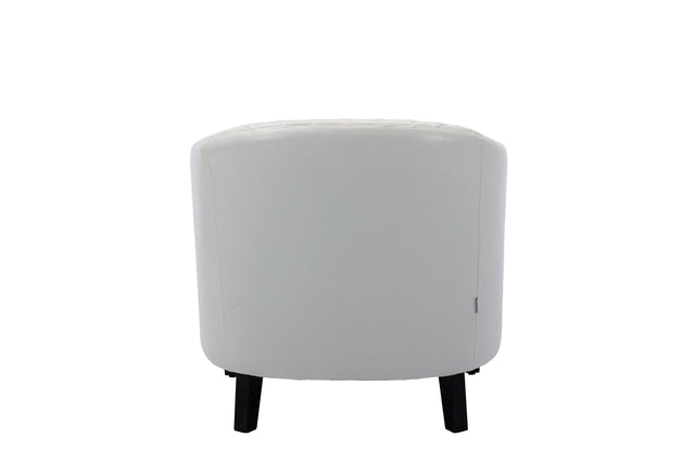 COOLMORE accent Barrel chair living room chair with nailheads and solid wood legs  white  pu leather