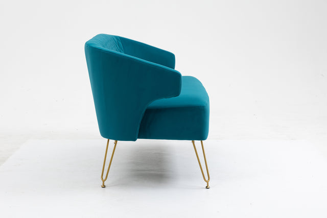 Twin Size Love seat Accent Sofa with Golden Metal Legs, Living Room Sofa with Tufted Backrest, 600 Pounds Weight Capacity