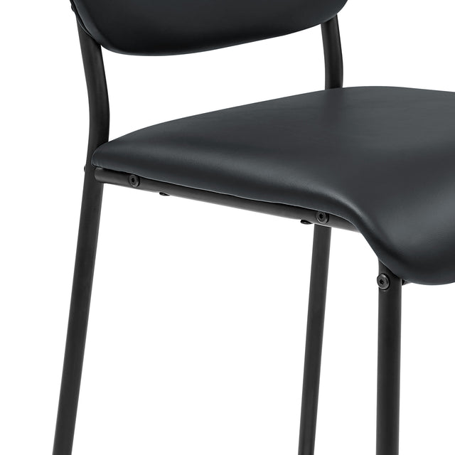 Pu Faux Leather Counter Stools Set of 2, Pub Counter Stool with Back and Footrest, Black (17.5"x19.25“x34.5”）