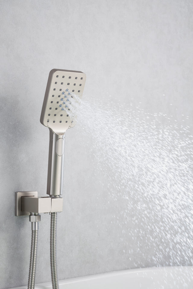 Waterfall Tub Faucet Wall Mount Roman Tub Filler Chrome Single Handle Brass Bathroom Bathtub Faucet with Hand Shower