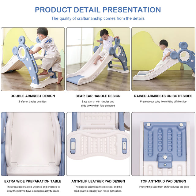 Children\'s Folding Slides with Stairs,Outdoor Small Children\'s Slide Toys Multifunctional Toys,Blue/  Toddler Folding Slide Plastic Kids Slide for Toddlers Age 1-3 Indoor Slide Children Climber Toy