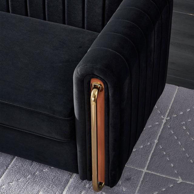 Modern velvet sofa black color
