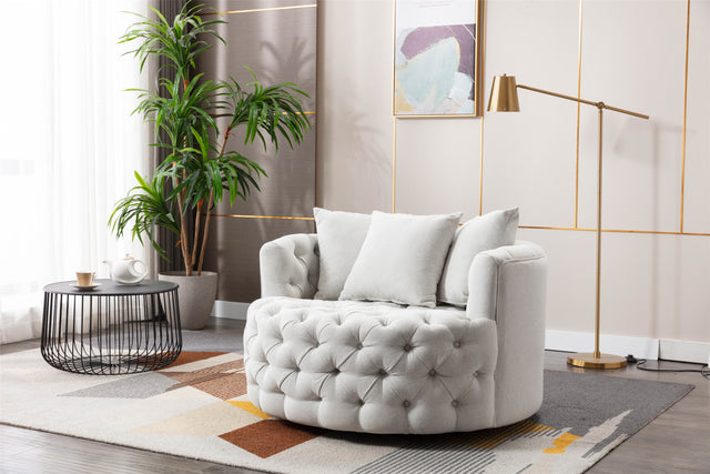 Coolmore Modern  Akili  swivel accent chair  barrel chair  for hotel living room / Modern  leisure chair  Beige
