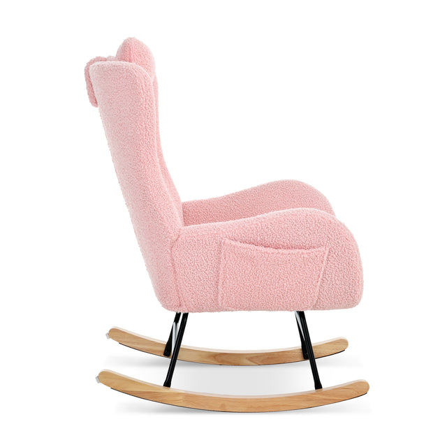 Rocking Chair - with rubber leg and cashmere fabric, suitable for living room and bedroom