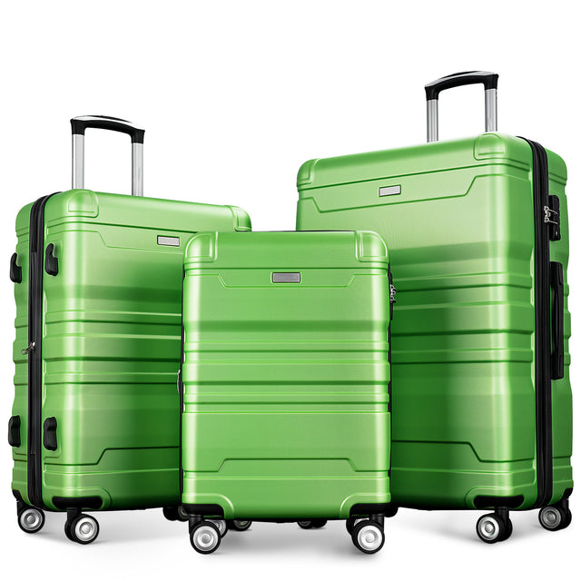 Luggage Sets New Model Expandable ABS Hardshell 3pcs Clearance Luggage Hardside Lightweight Durable Suitcase sets Spinner Wheels Suitcase with TSA Lock 20''24''28''(apple green)