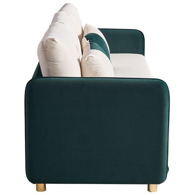 Velvet Sofa BEIGE & GREEN Color