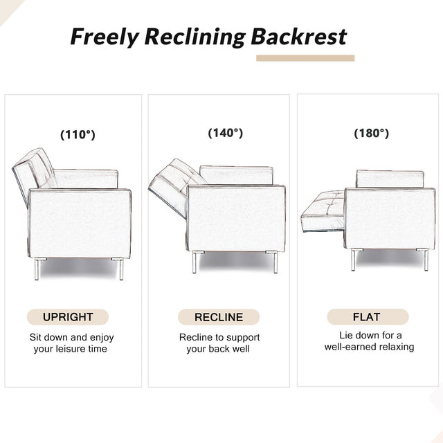 74.8"  Linen Upholstered Modern Convertible Folding Futon Sofa Bed for Compact Living Space, Apartment, Dorm