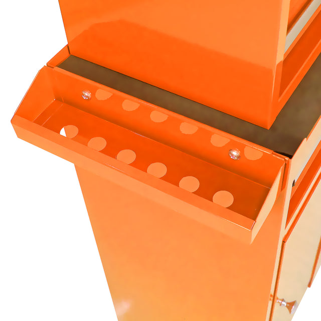 Detachable 5 Drawer Tool Chest with Bottom Cabinet and one Adjustable Shelf--Orange