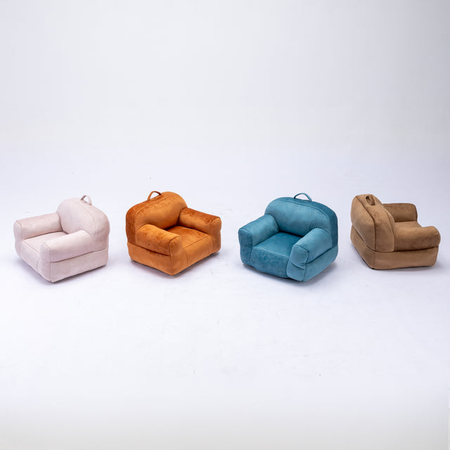 Kid's Bean Bag Chair Velvet Fabric Memory Sponge Stuffed Bean Bag Chair For Children,Blue